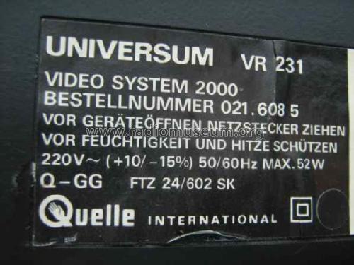 Universum Video System 2000 VR231; QUELLE GmbH (ID = 1696331) R-Player