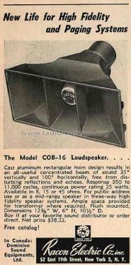 COB-16; Racon Electric Co., (ID = 1798118) Speaker-P
