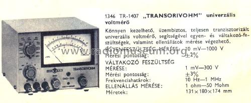 Transorivohm 1346 - TR-1407; Radelkis Ktsz.; (ID = 967106) Equipment