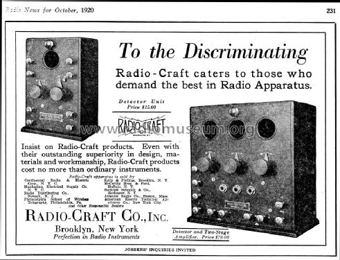 Detector Unit and Two Stage Amplifier ; Radio-Craft Company (ID = 961178) mod-past25