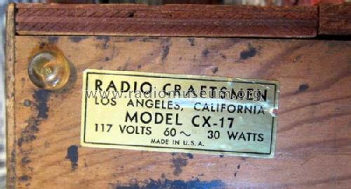 Xophonic CX-17; Radio Craftsmen Inc. (ID = 1126971) Ampl/Mixer