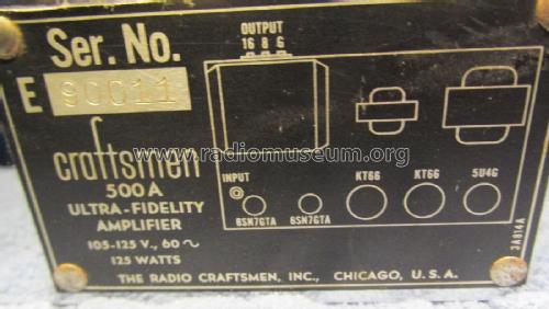 Ultra-Fidelity Amplifier 500A; Radio Craftsmen Inc. (ID = 2004367) Ampl/Mixer