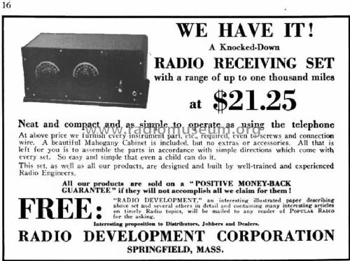 Radio Receiving Set ; Radio Development (ID = 1589805) Kit