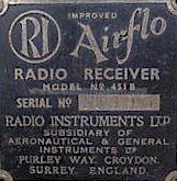 Airflo 451 B; Radio Instruments (ID = 497917) Radio