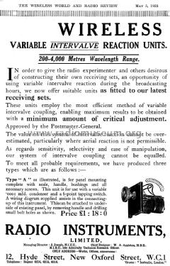 Variable Intervalve Reaction Unit Type A; Radio Instruments (ID = 1073018) Radio part