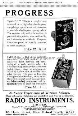 Variable Intervalve Reaction Unit Type A; Radio Instruments (ID = 1073032) Radio part