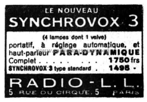Synchrovox 3 3654; Radio L.L. Lucien (ID = 1915734) Radio