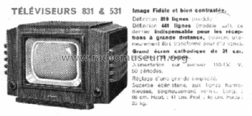 Téléviseur 831; Radio L.L. Lucien (ID = 1449373) Televisore
