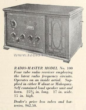 Radio-Master Model No. 100; Radio Master Corp.; (ID = 1995001) Radio