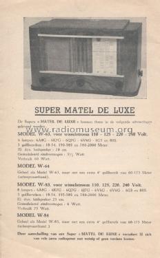 Matel De Luxe W-84; Radio Matel; Deurne (ID = 1598107) Radio