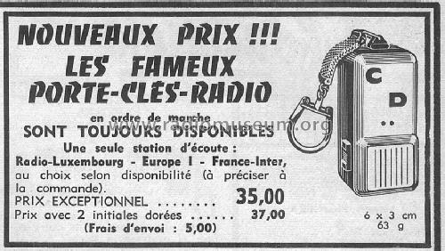 Porte clé radio Mini 1 ; Radio-Prim; Paris (ID = 992482) Radio