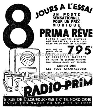 Prima Rêve ; Radio-Prim; Paris (ID = 1990843) Radio