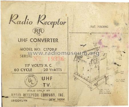 UHF Converter C1709-P; Radio Receptor Co. (ID = 1232229) Adattatore