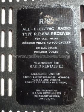 R.R. 588; Radio Rentals; (ID = 2095966) Radio