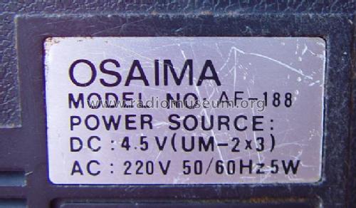 AM/FM 2 Band Receiver AF-188; Osaima Oskar; where? (ID = 2260067) Radio