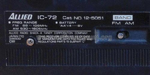 Allied IC FET Integrated Solid State IC-72, Cat No. 12-5051 ; Radio Shack Tandy, (ID = 1953326) Radio