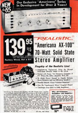 Americana AX-100 Cat. No.= 30K2280X; Radio Shack Tandy, (ID = 2732119) Ampl/Mixer