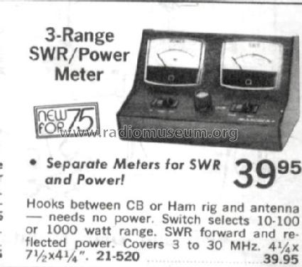 Archer CB Watt/ SWR meter 21-250; Radio Shack Tandy, (ID = 2736572) Amateur-D