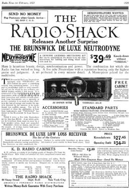 Brunswick De Luxe Neutrodyne kit; Radio Shack Tandy, (ID = 1543816) Bausatz