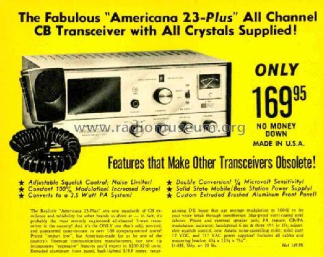 CB Transceiver Realistic Americana 23-Plus 21-023; Radio Shack Tandy, (ID = 3181066) Citizen