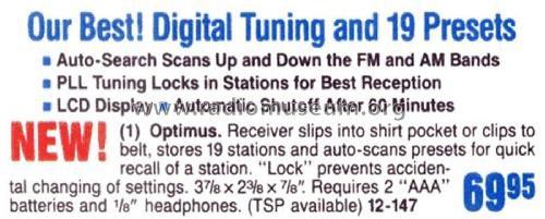 Optimus AM-FM Stereo Mate 12-147; Radio Shack Tandy, (ID = 1770385) Radio