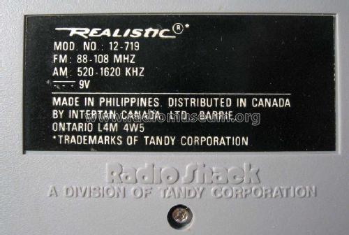 Realistic 12-719; Radio Shack Tandy, (ID = 904830) Radio