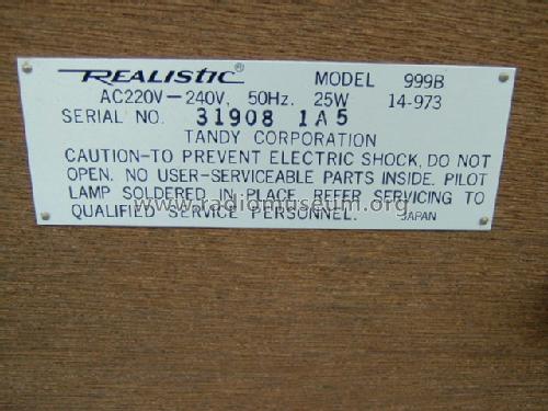 Realistic 999B; Radio Shack Tandy, (ID = 258563) Enrég.-R
