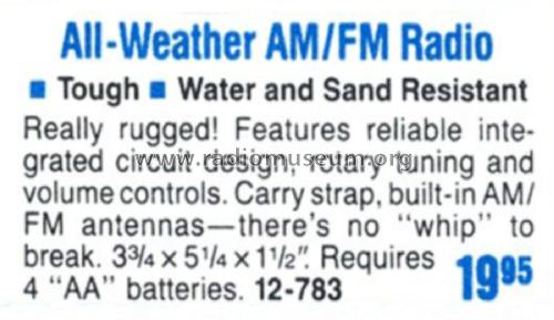 Realistic All Weather 12-783; Radio Shack Tandy, (ID = 1768615) Radio