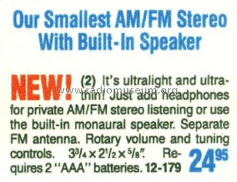 Realistic AM/FM Stereo Mate 12-179; Radio Shack Tandy, (ID = 1775798) Radio