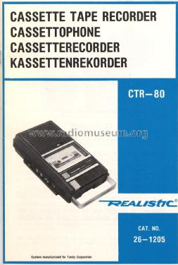 Realistic Cassette Tape Recorder CTR-80 26-1205; Radio Shack Tandy, (ID = 1679468) Ton-Bild