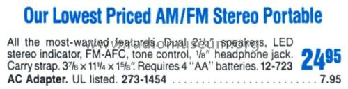 Realistic Compact AM/FM Stereo 12-723; Radio Shack Tandy, (ID = 1767850) Radio