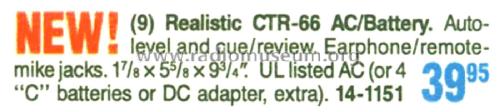 Realistic CTR-66 14-1151; Radio Shack Tandy, (ID = 1784772) R-Player
