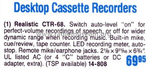 Realistic CTR-68 14-808; Radio Shack Tandy, (ID = 1771346) R-Player