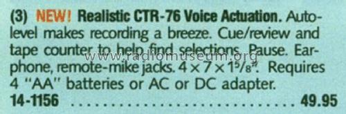 Realistic CTR-76 14-1156; Radio Shack Tandy, (ID = 1789147) Sonido-V