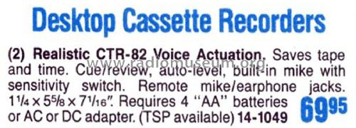 Realistic CTR-82 14-1049; Radio Shack Tandy, (ID = 1771348) Enrég.-R