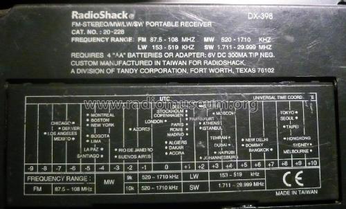 Realistic DX-398; Radio Shack Tandy, (ID = 1900612) Radio