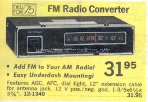Realistic FM Converter 12-1340; Radio Shack Tandy, (ID = 2970426) Adapter