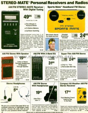 Realistic FM Stereo Sports Mate 12-138; Radio Shack Tandy, (ID = 1795350) Radio