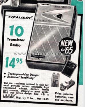 Realistic High Fidelity 10 Transistor NTR-102 ; Radio Shack Tandy, (ID = 2747819) Radio