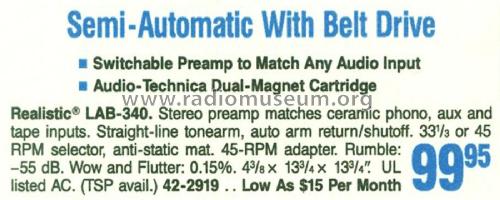 Realistic LAB-340 42-2919; Radio Shack Tandy, (ID = 1777783) R-Player