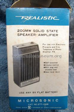 Realistic Micro-Sonic Speaker-Amplifier Cat No. 277-1008; Radio Shack Tandy, (ID = 2829231) Ampl/Mixer