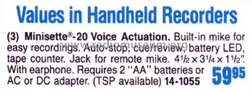Realistic Minisette-20 14-1055; Radio Shack Tandy, (ID = 1771308) R-Player