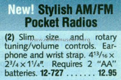 Realistic Pocket Radio 12-727; Radio Shack Tandy, (ID = 1793466) Radio