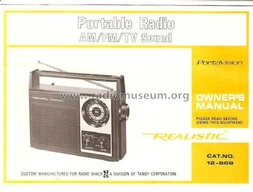 Realistic Portavision 12-669; Radio Shack Tandy, (ID = 1405844) Radio