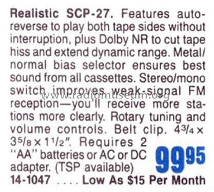 Realistic SCP-27 14-1047; Radio Shack Tandy, (ID = 1769800) Radio