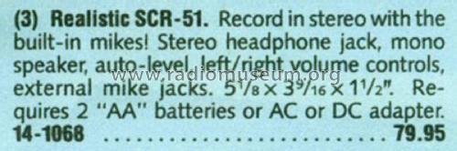 Realistic SCR-51 14-1068; Radio Shack Tandy, (ID = 1789393) R-Player