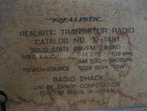 Realistic Solid State AM/FM 2-Band 12-1481; Radio Shack Tandy, (ID = 1483556) Radio