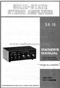 SA-10 Cat. No.= 31-1982 ; Radio Shack Tandy, (ID = 2020616) Ampl/Mixer