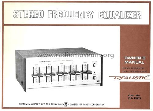 Realistic Stereo Frequency Equalizer 31-1987; Radio Shack Tandy, (ID = 1923880) Ampl/Mixer