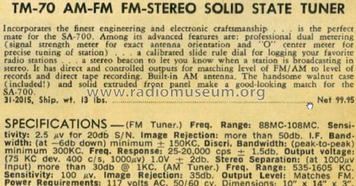 TM-70 Cat. No.= 31-2015; Radio Shack Tandy, (ID = 1416232) Radio